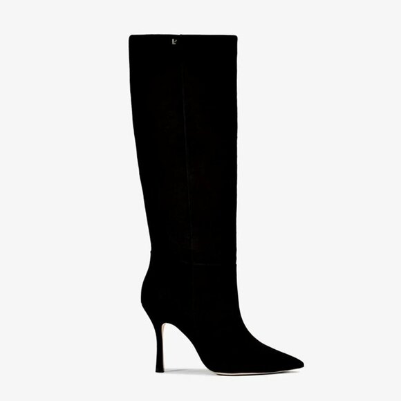 Larroude Kate Heels Boots Black Suede Knee High Stiletto Size 9 (MSRP $525) - Picture 1 of 12